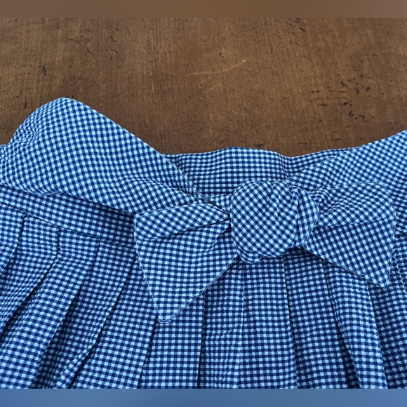 Brooks Brothers Blue A-Line Skirt gingham small medium blue white ties bow 8 s m - Picture 6 of 8